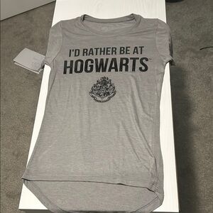 Gray Hogwarts Graphic Crew Neck T-Shirt